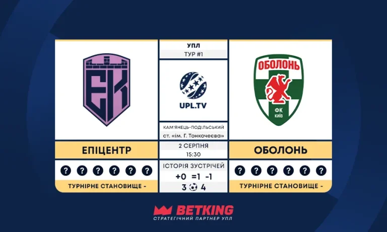 Прев’ю матчу УПЛ Епіцентр — Оболонь: цифри, факти і статистика 1-го туру