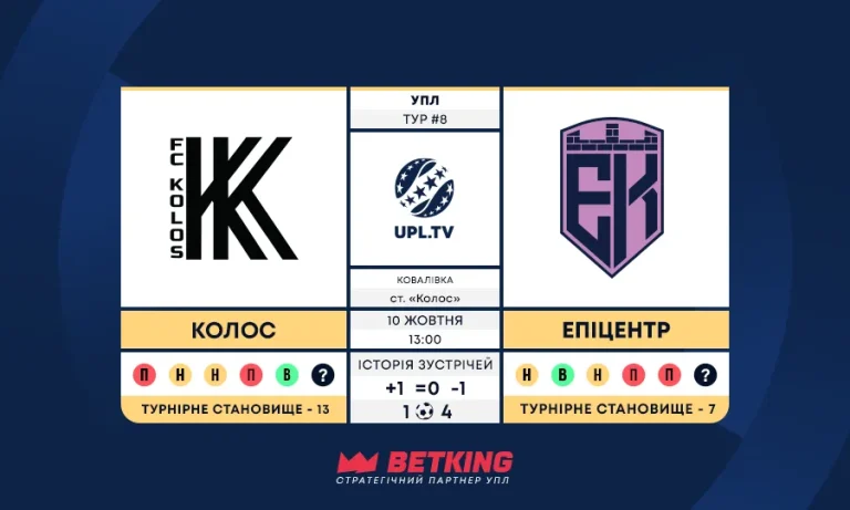 Статистичне прев’ю матчу 8-го туру УПЛ Колос – Епіцентр: цифри та факти